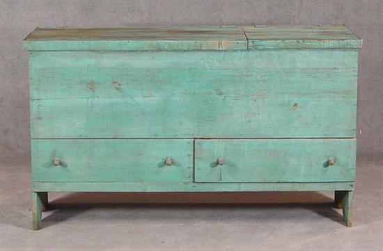 Appraisal: Divided Yellow Pine Blanket Chest Late th Century Two-section lift