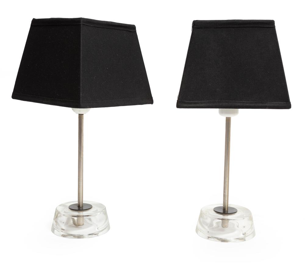 Appraisal: Pair of Contemporary Glass and Chrome Table Lamps by Orrefors