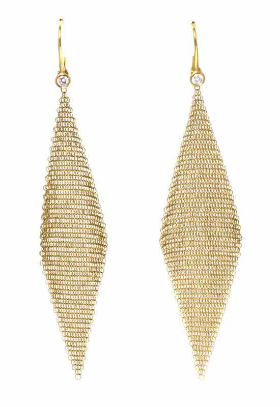 Appraisal: A Pair of Karat Yellow Gold and Diamond Drop Earrings