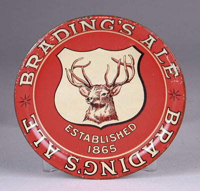 Appraisal: BRADING S ALE TIP TRAY Illustration of deer antlers and