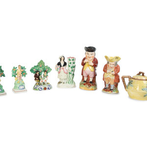 Appraisal: Seven Pieces of Staffordshire Porcelain TH CENTURY comprising a figural