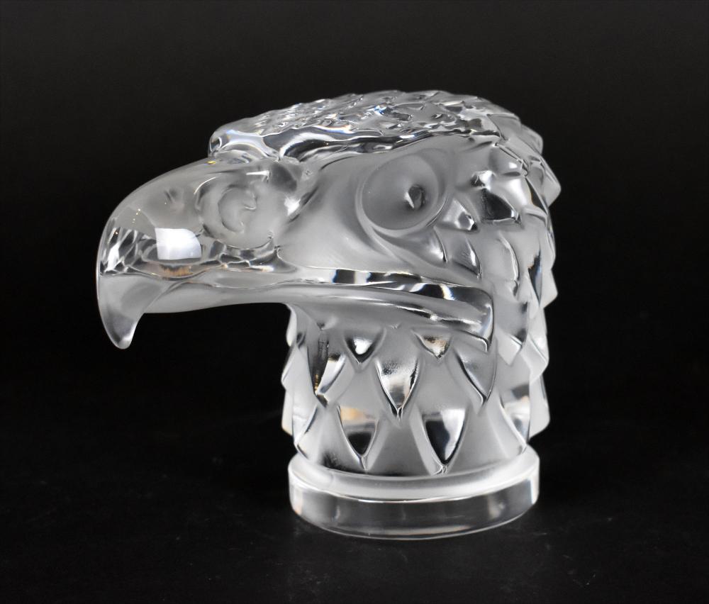 Appraisal: LALIQUE EAGLE HEAD COLORLESS GLASS MASCOTSigned Lalique France Height in