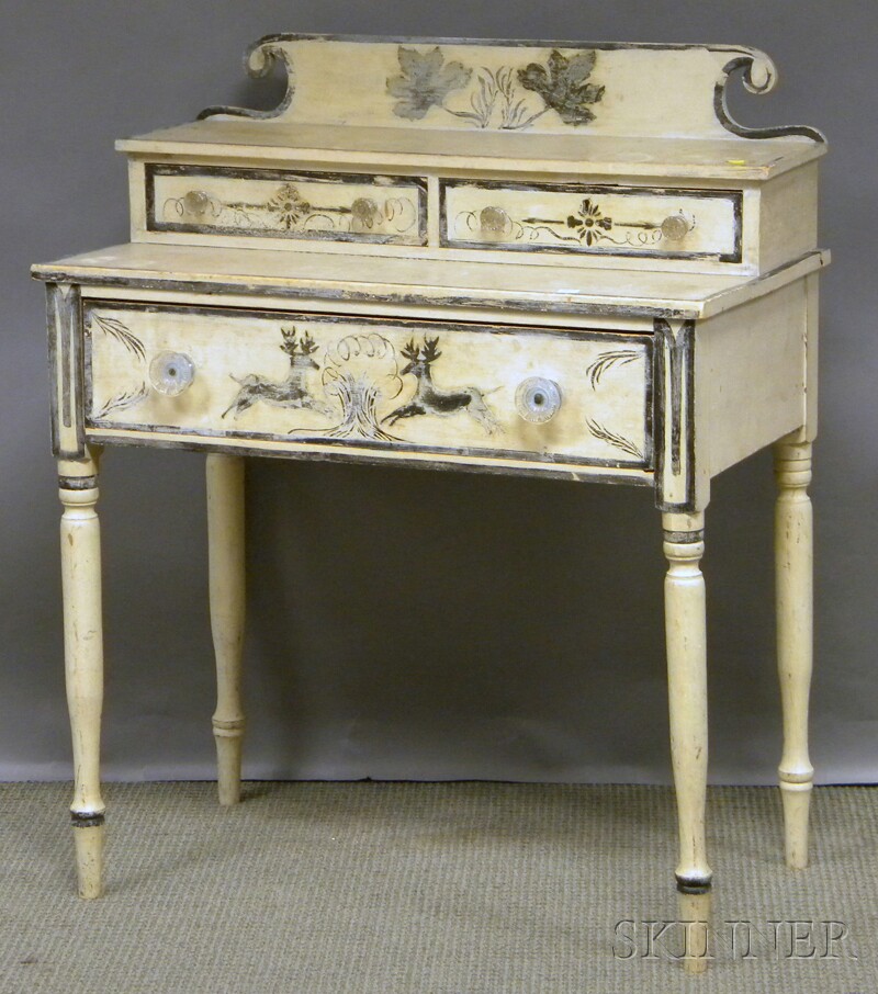 Appraisal: White-paint and Decorated Federal Pine Dressing Table Provenance Estate of