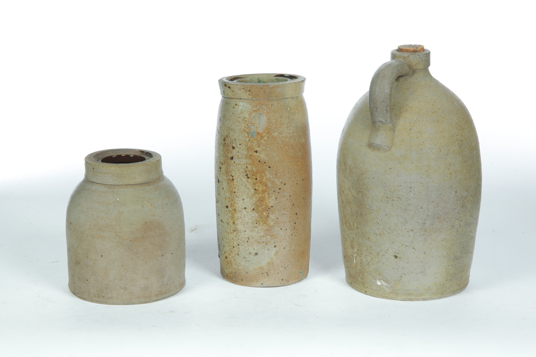 Appraisal: THREE PIECES OF OHIO STONEWARE Second half- th century Cylindrical