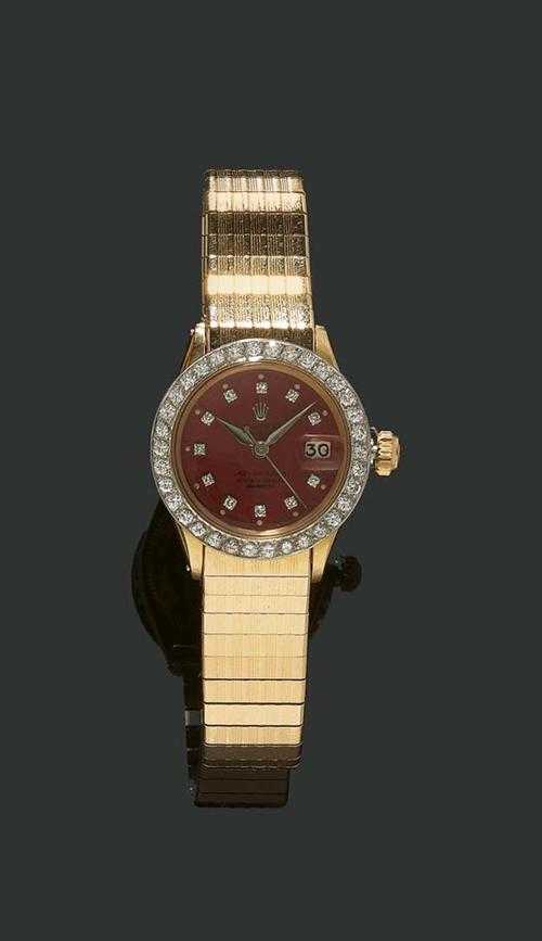 Appraisal: BRILLIANT-CUT DIAMOND LADY'S WRISTWATCH ROLEX LADY-DATEJUST ca Ros gold Gold