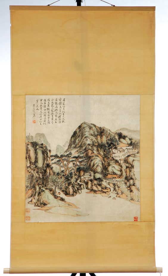 Appraisal: CHINESE SCROLL PAINTING Chinese ink and color on paper scroll