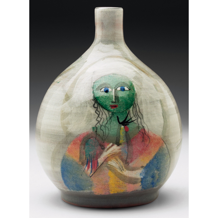 Appraisal: Polia Pillin vase bulbous shape with a colorfully painted woman