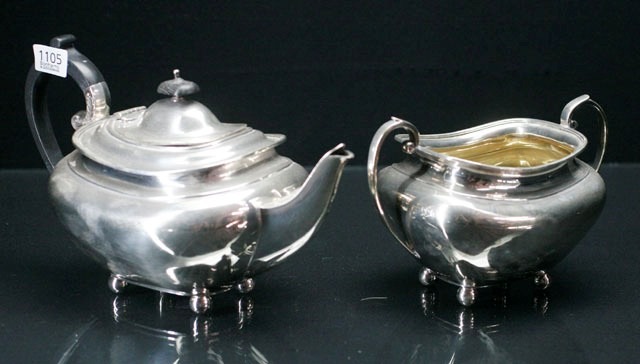 Appraisal: A sterling silver three piece tea set including tea pot