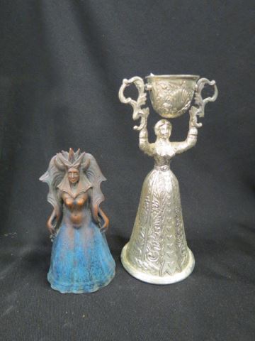 Appraisal: Silverplate Figural Lady Wedding Cup and abronzed lady