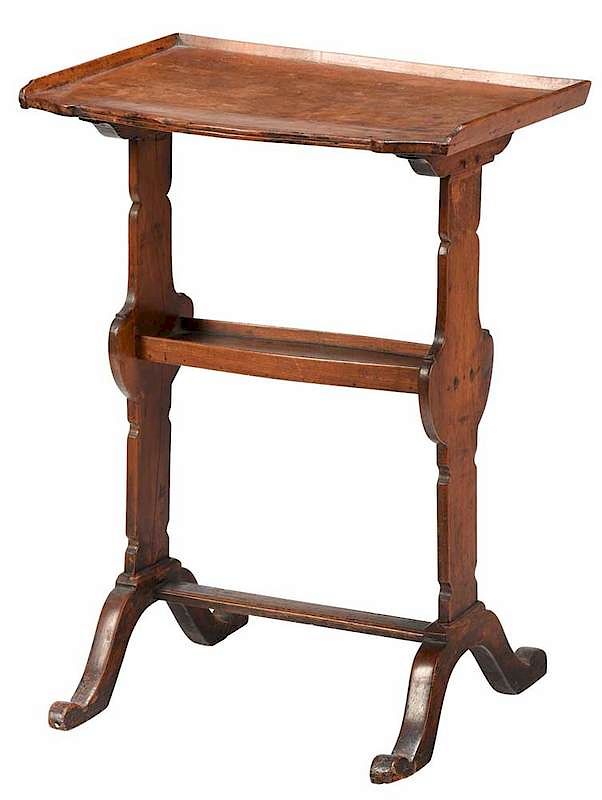 Appraisal: Neoclassical Fruitwood Side Table Continental fruitwood regency style two tiered