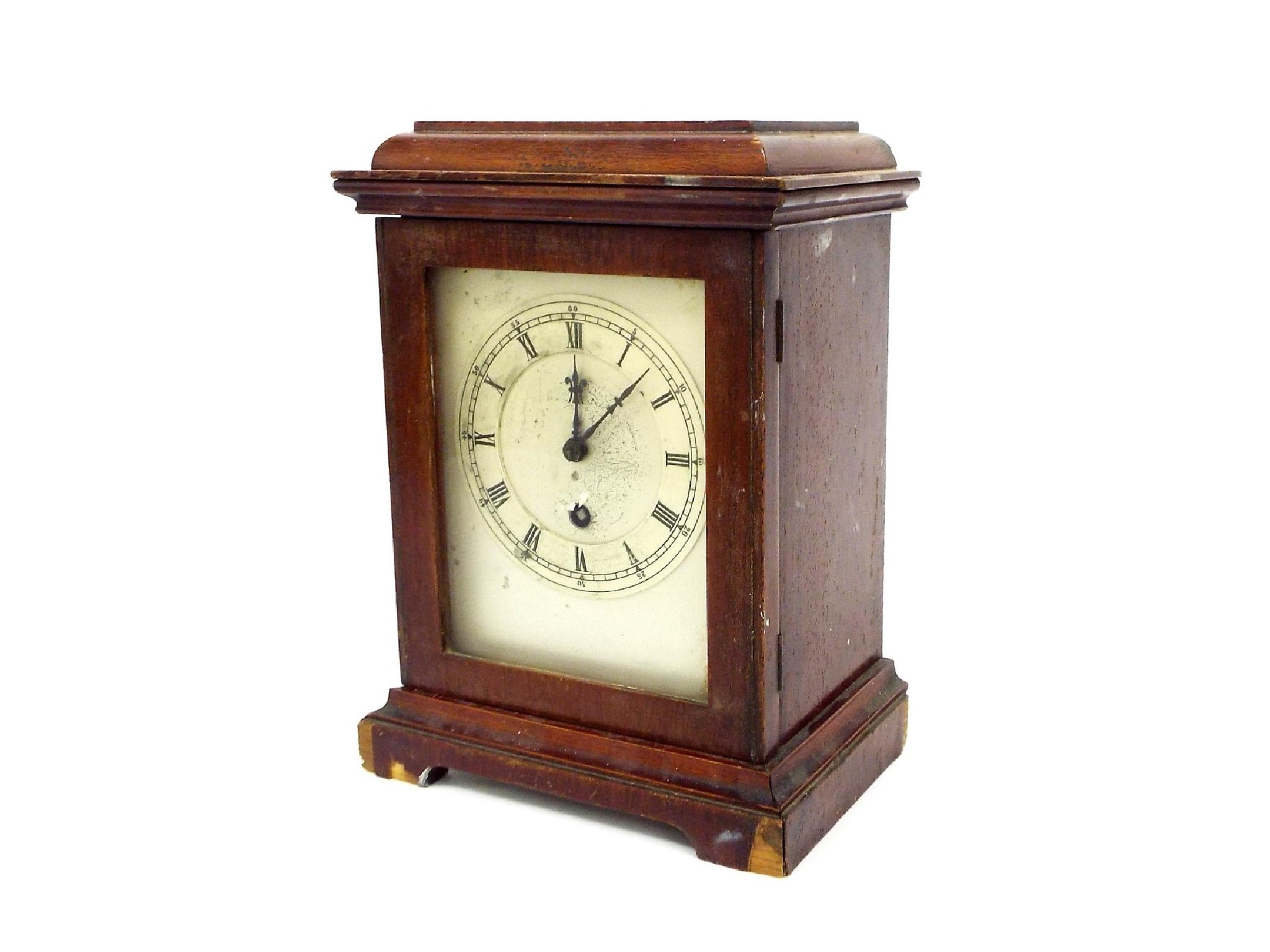 Appraisal: Mahogany mantel clock timepiece with Lenzkirch movement within a stepped