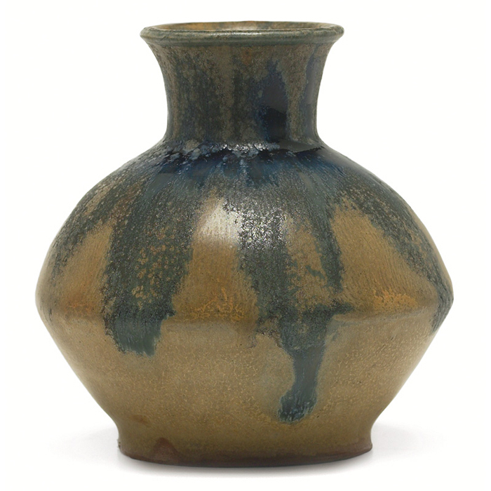 Appraisal: Greber vase miniature bulbous form covered with a multi-toned drip