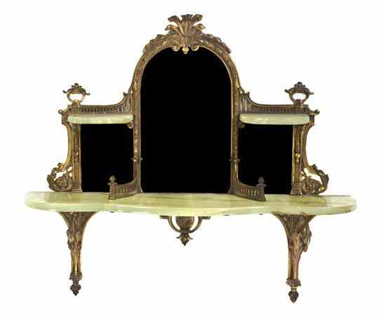 Appraisal: A Continental Gilt Bronze and Onyx Wall Shelf having a