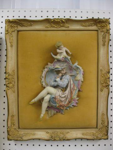 Appraisal: French Figural Plaque of Cherub Seated knight -D style bisque