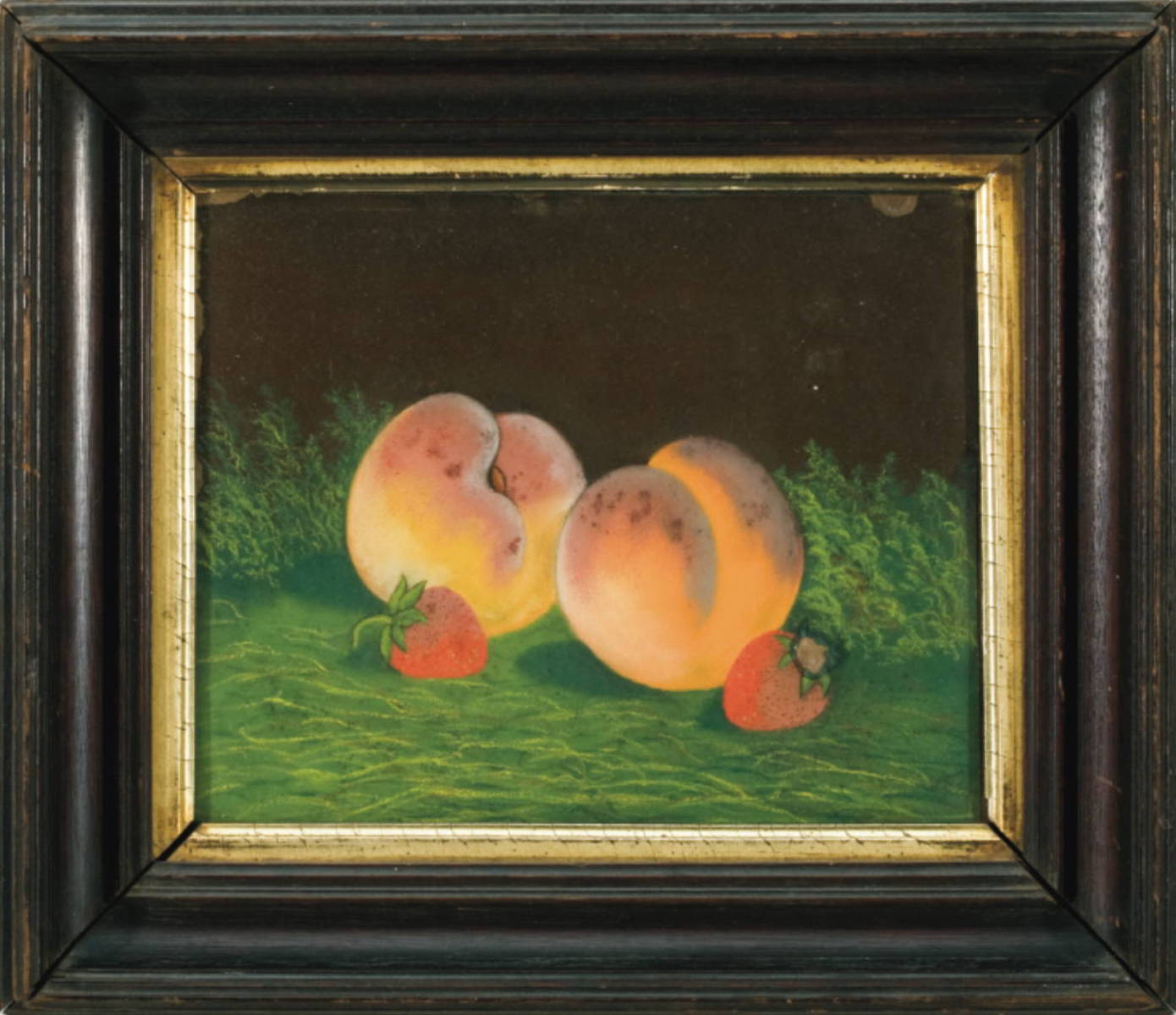 Appraisal: PAIR OF PASTEL STILL-LIFES PEAR WITH PLUMS AND PEACHES WITH