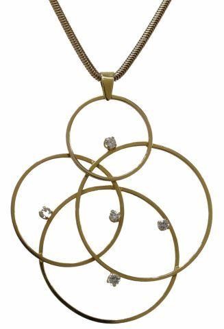 Appraisal: Estate kt yellow gold pendant four intersecting circles with five