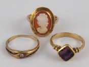 Appraisal: A mixed lot comprising a carat gold blue john ring