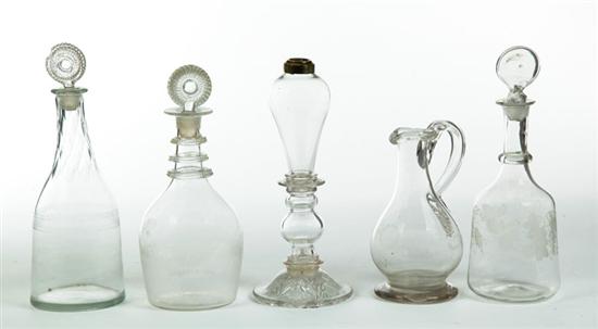 Appraisal: FIVE PIECES OF CLEAR GLASS American th century Pictured is