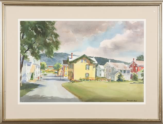 Appraisal: Looking Down Walnut Street Beaver Springs PA July watercolor x