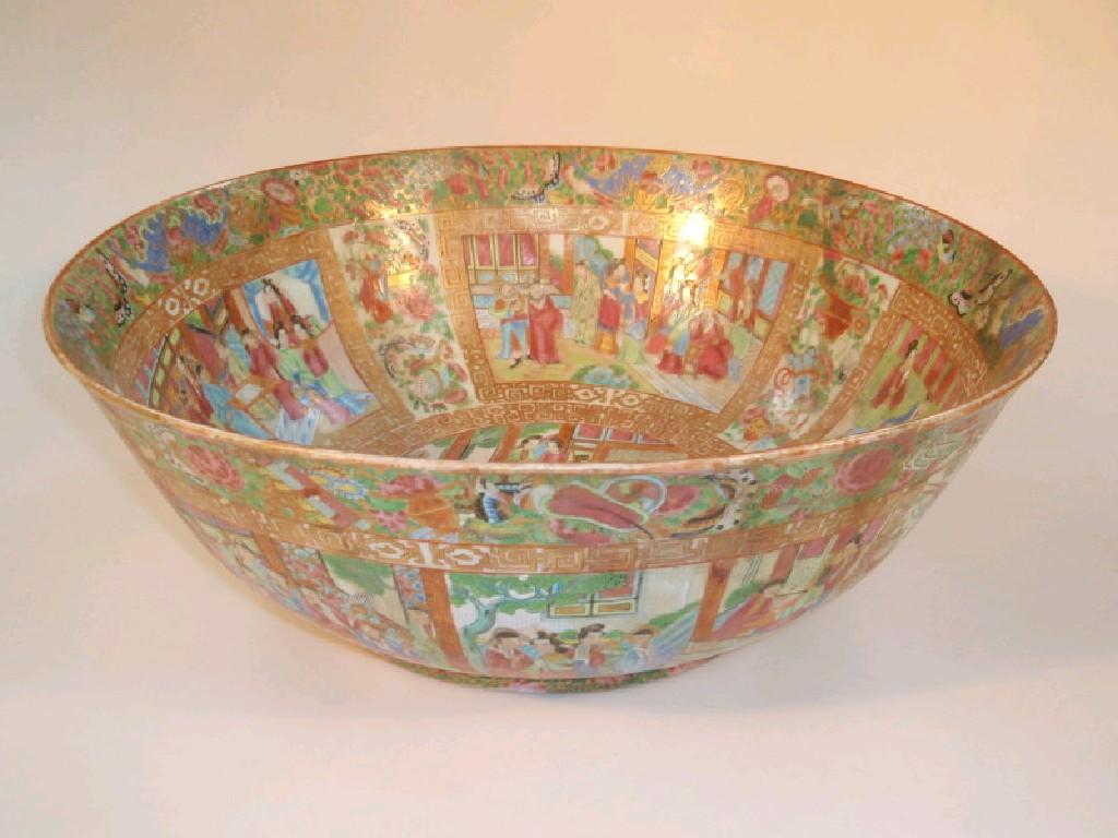 Appraisal: A large thC Cantonese famille rose bowl decorated with reserves