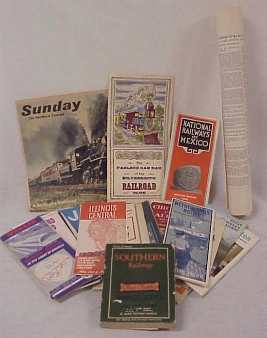 Appraisal: Generous collection of railroad ephemera including tickets advertising time tables