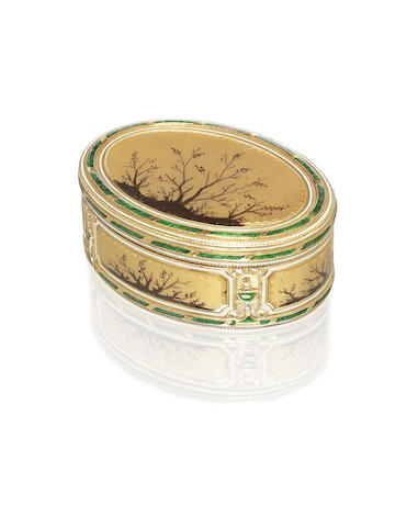 Appraisal: A late th century German gold and enamelled box by