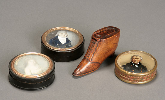 Appraisal: Four English Snuff Boxes th Century The first three with