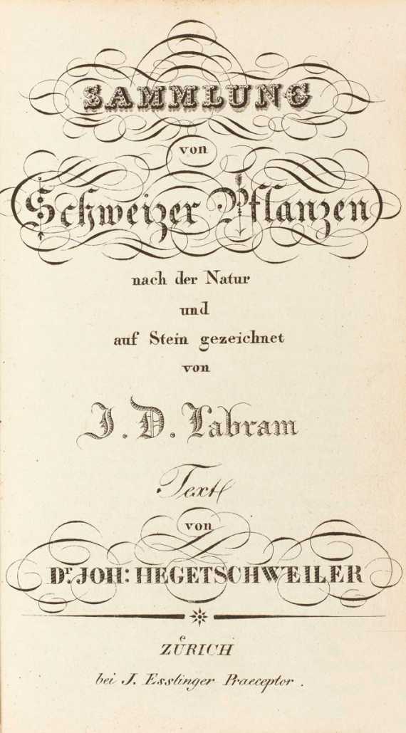 Appraisal: Hegetschweiler Joh und J D Labram Sammlung von Schweizer Pflanzen