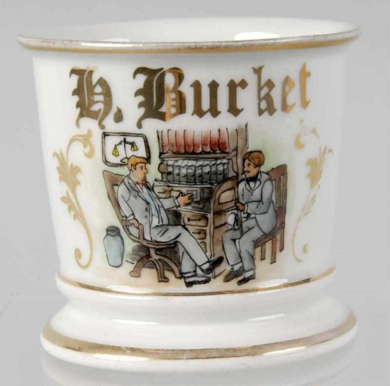 Appraisal: Lawyer Shaving Mug Description Gilt name H Burket Shows a