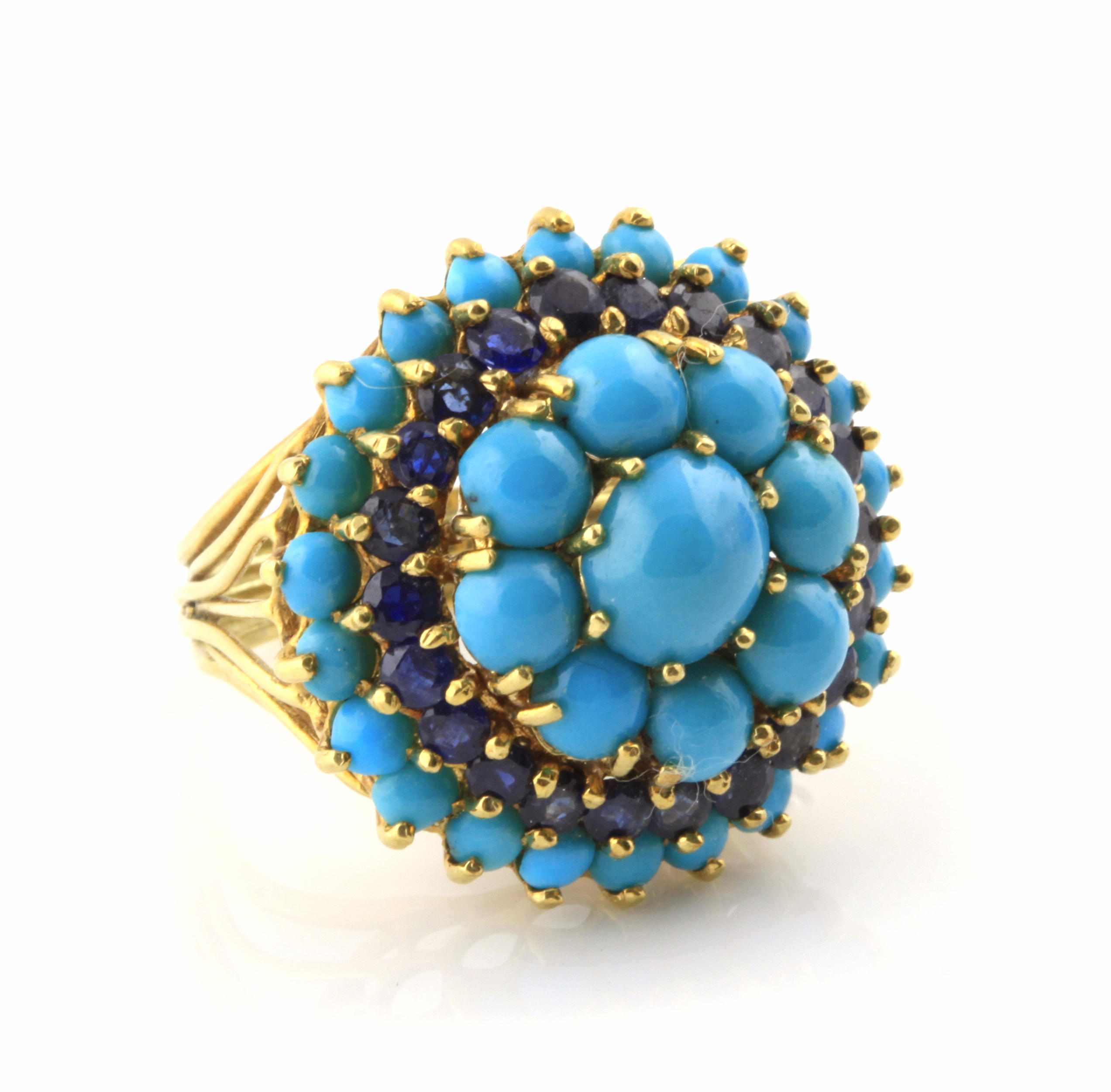 Appraisal: A sapphire turquoise and gold ring size