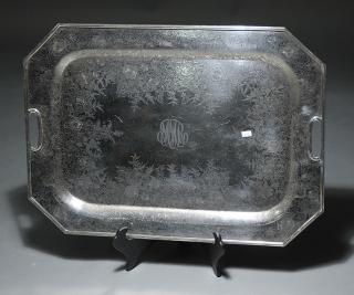 Appraisal: Sterling Handwrought Tray Sterling double handled handwrought tray with chased