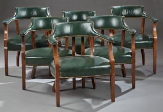 Appraisal: Set of Six Carved Mahogany Barrel Back Armchairs th c