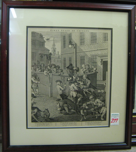 Appraisal: WILLIAM HOGARTH British - Lithograph titled First Stage of Cruelty