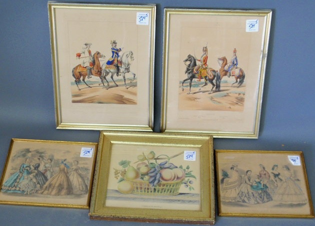 Appraisal: Five prints- two French one military two Godey's and a