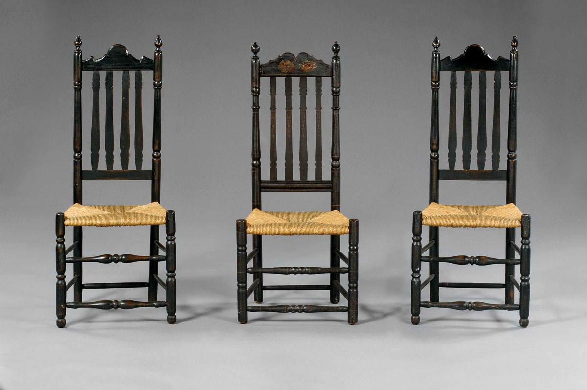 Appraisal: PAIR OF NEW ENGLAND SPLIT-BANISTER BACK SIDE CHAIRS AND A