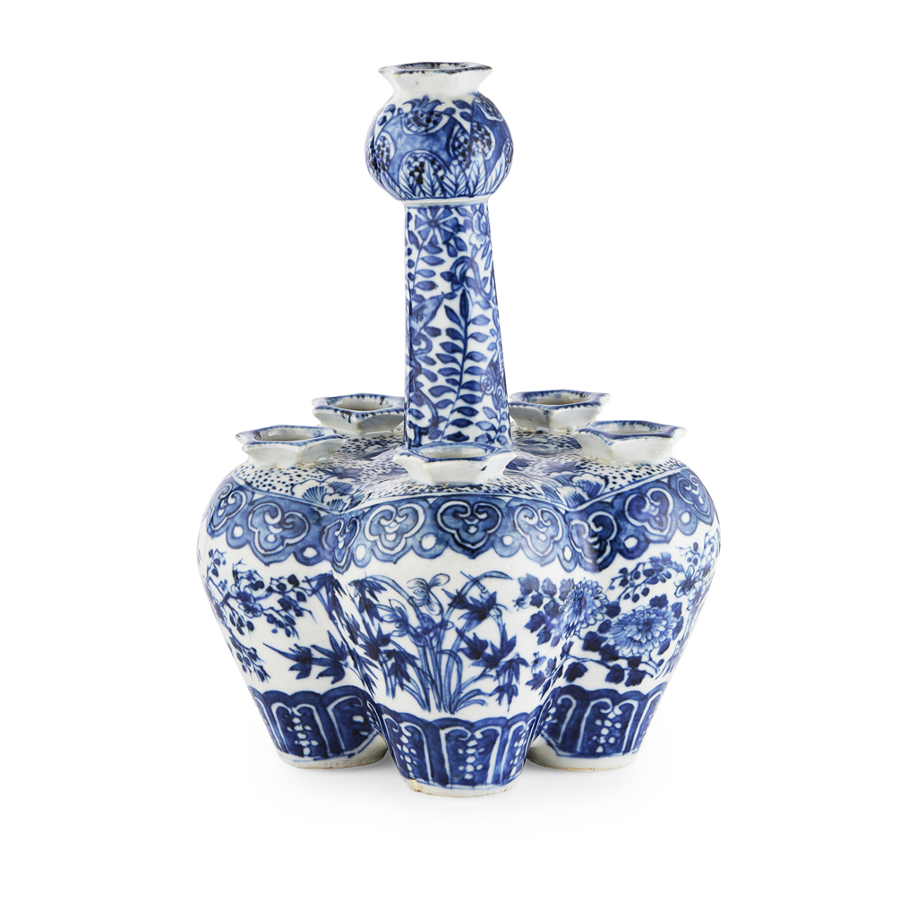 Appraisal: BLUE AND WHITE TULIP VASE KANGXI PERIOD painted with orchid