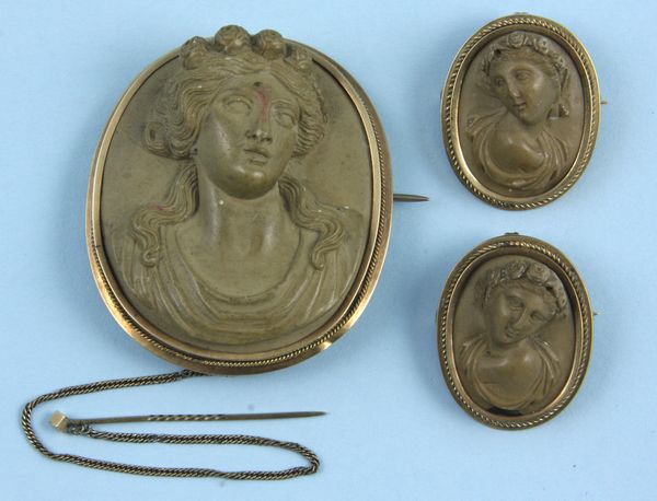 Appraisal: Three cameo's including one as is and two smaller cameo's