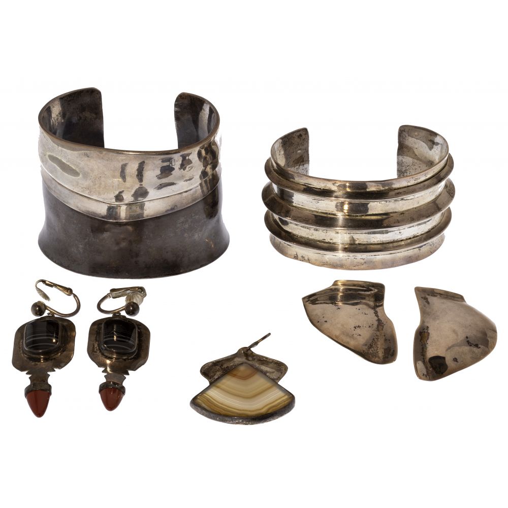 Appraisal: DRENDEL STERLING SILVER JEWELRY ASSORTMENT items including cuff bracelets pairs