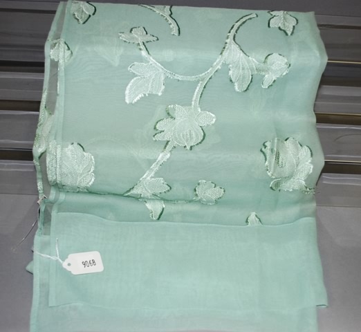 Appraisal: Giorgio Armani aqua embroidered long silk scarf Approx size x