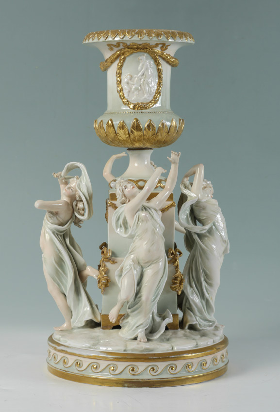 Appraisal: DRESDEN PORCELAIN FIGURAL CENTERPIECE Early th century with Dresden Art