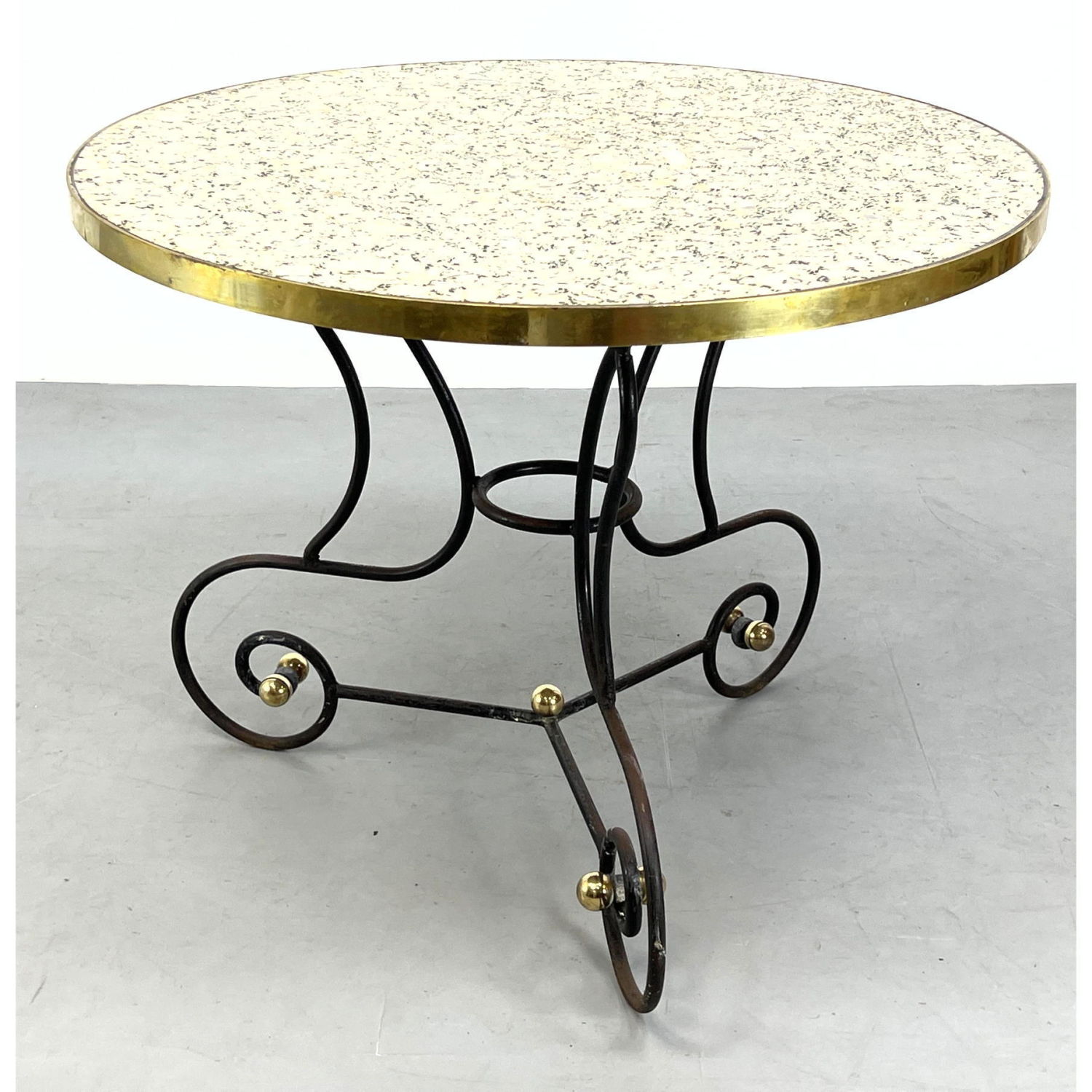 Appraisal: Good French Cafe Style Marble Top Table Dining Table Iron