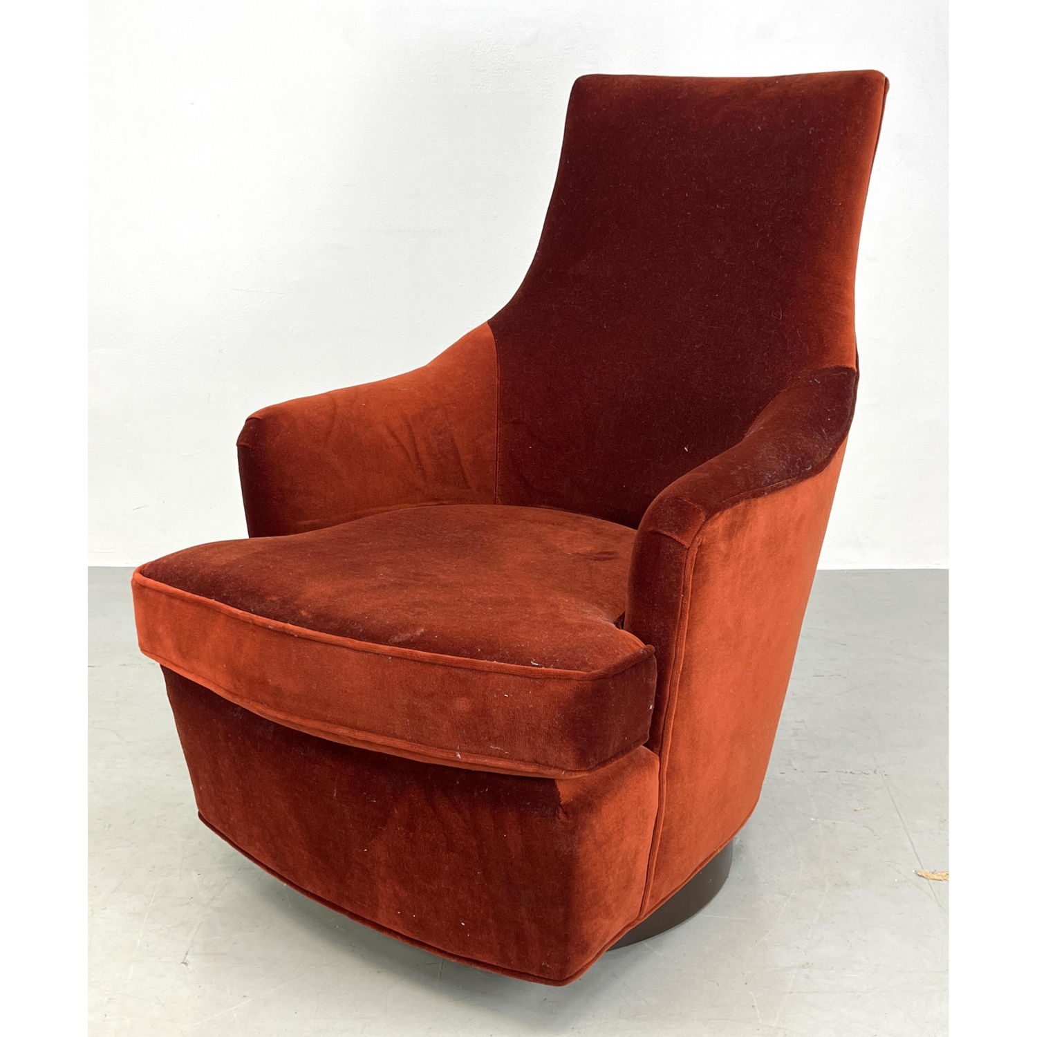 Appraisal: MITCHELL GOLD Tall Back Swivel Lounge Chair Rust upholstered Arm