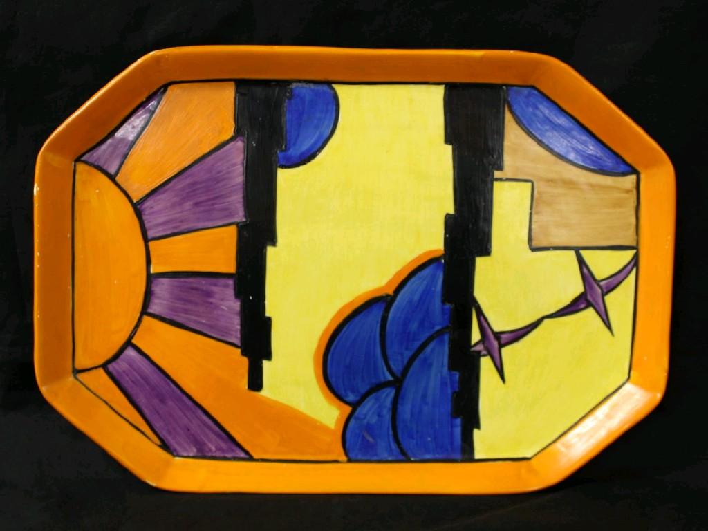 Appraisal: Rare Clarice Cliff 'Sunray' Bizarre octagonal tray circa wide