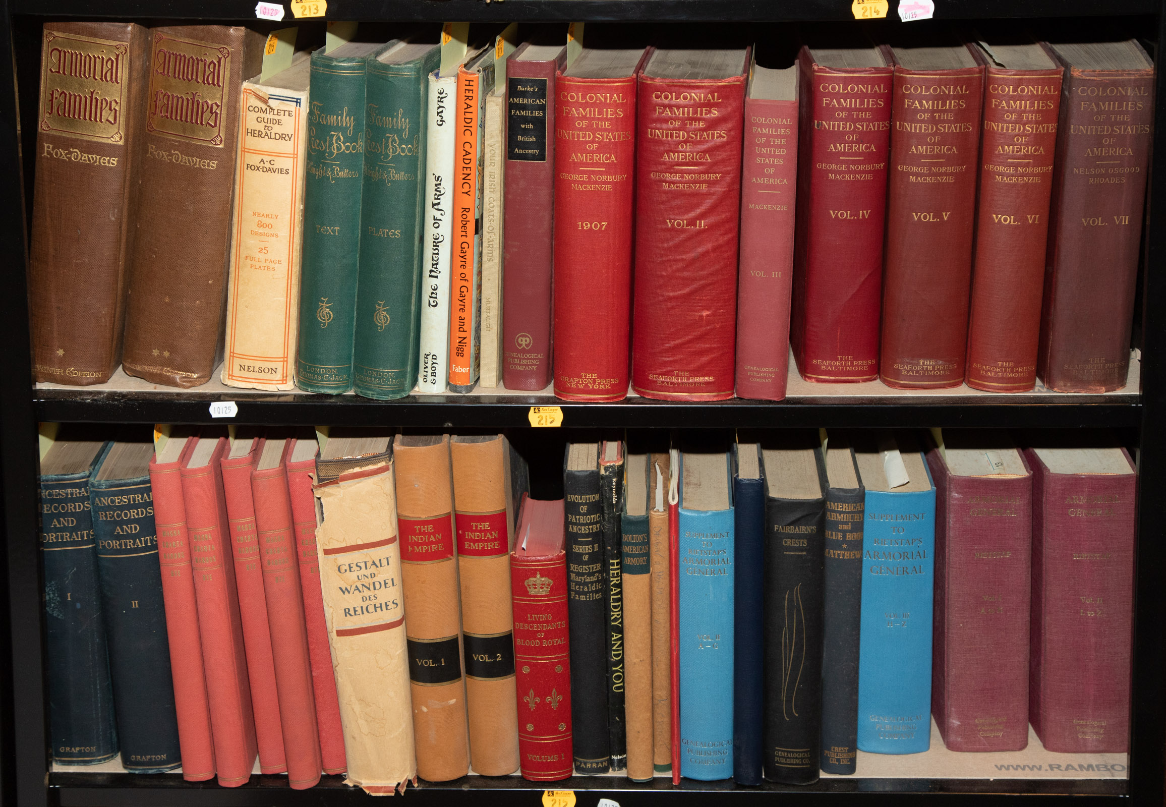 Appraisal: SELECTION OF BOOKS ON GENEALOGY Comprising approximately volumes including rare