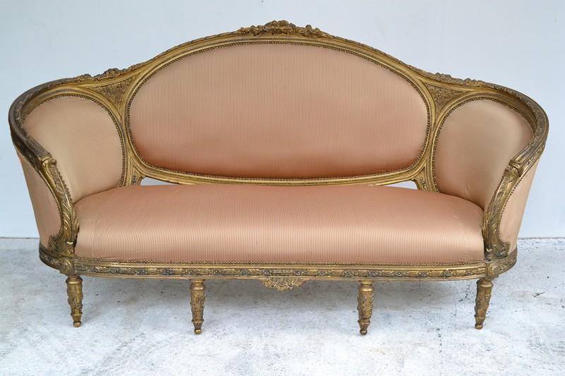 Appraisal: LOUIS XV STYLE SILK UPHOLSTERED TWO SEAT SETTEE WITH A