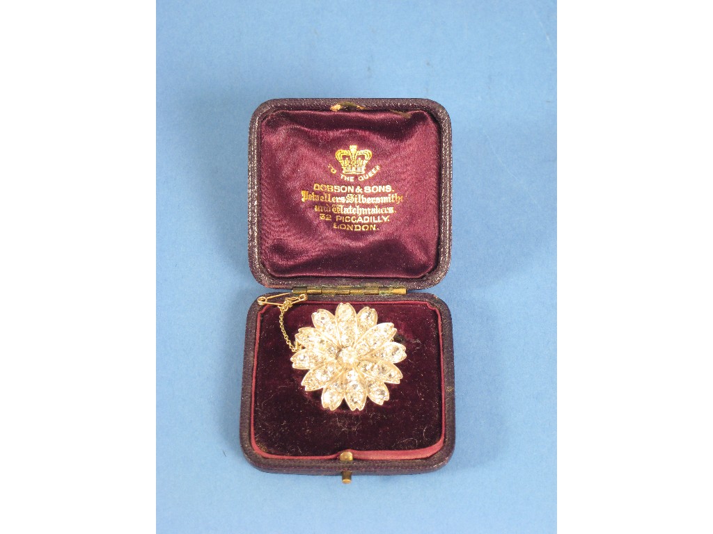 Appraisal: A Victorian Diamond Flowerhead Brooch claw-set with cushion shaped stones