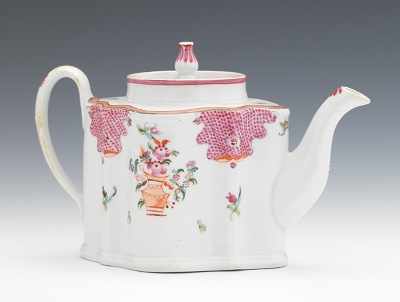 Appraisal: A New Hall Porcelain Teapot Silver shaped porcelain teapot hand