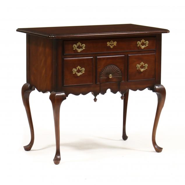 Appraisal: QUEEN ANNE STYLE CHERRY LOWBOY Late th century cherry veneer