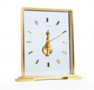 Appraisal: A Jaeger LeCoultre Skeleton Clock Circa brushed gilt brass body