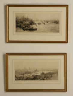 Appraisal: th c London etchings signed Wyllie Pair of th century